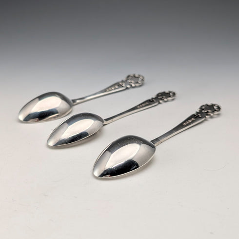 【On Hold】1916 British Antique Pure Silver Tea Spoon Set of 3 Total 55g Walker&Hall